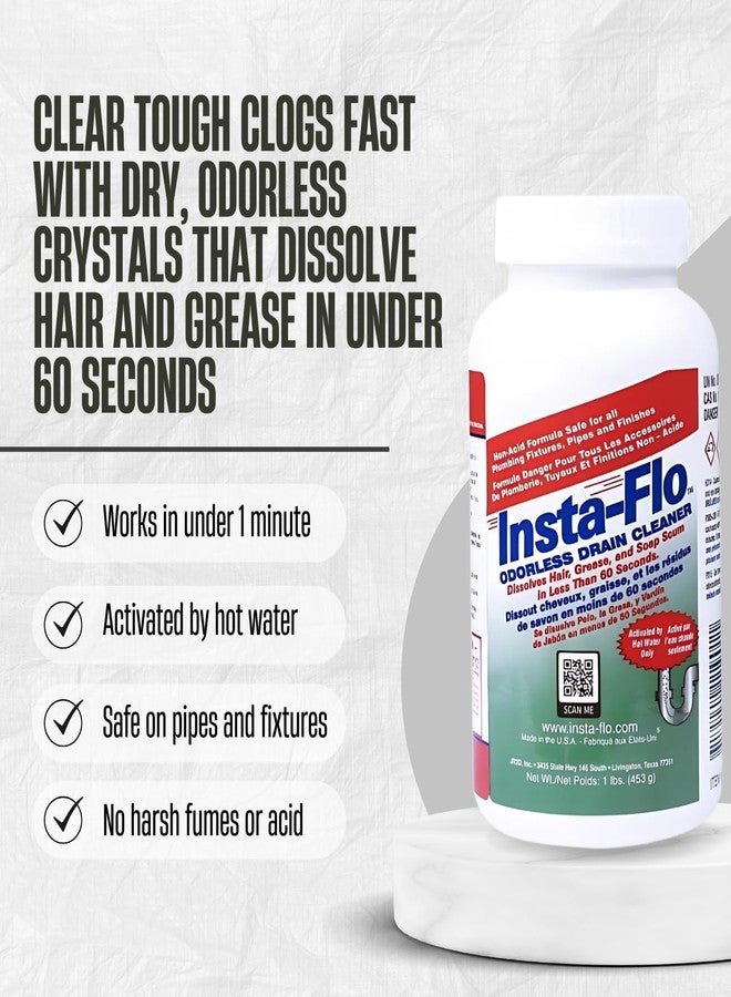 GROVE Insta-Flo Crystals Drain Cleaner 1 lb Bundle with Microfiber Cloth – Powerful Crystal Lye Opener for Clog Removal – Safe and Effective for Household Pipes – Gift Set (2 Items) - Image 2